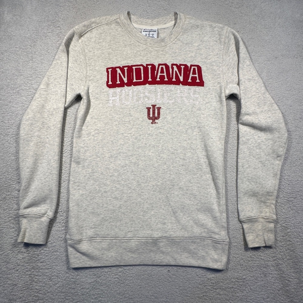 Champion Indiana Hoosiers‎ Crewneck Sweatshirt Gray Adult Size S Athleticwear IU